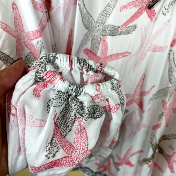 SKEMO Seashells Starfish Tunic Kaftan Beaded Top M - Picture 5 of 9